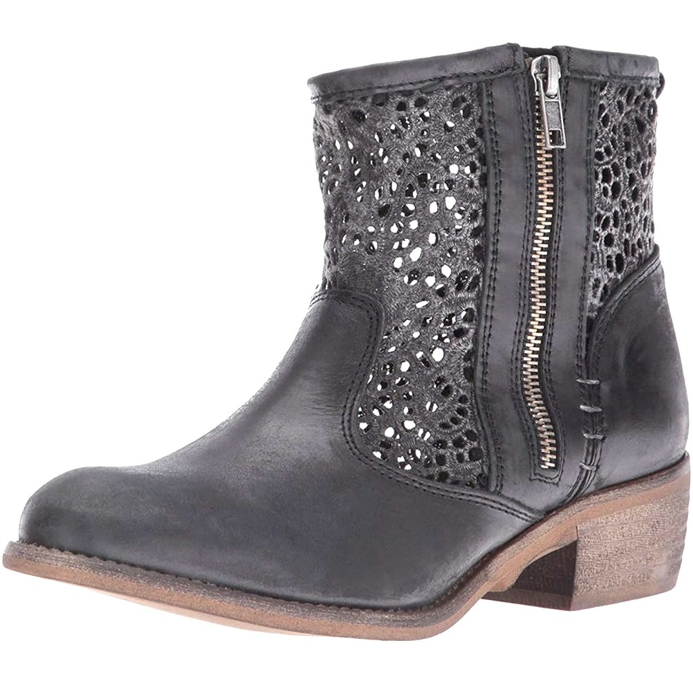 Musse and Cloud Black Leather and Lace Boho Boot